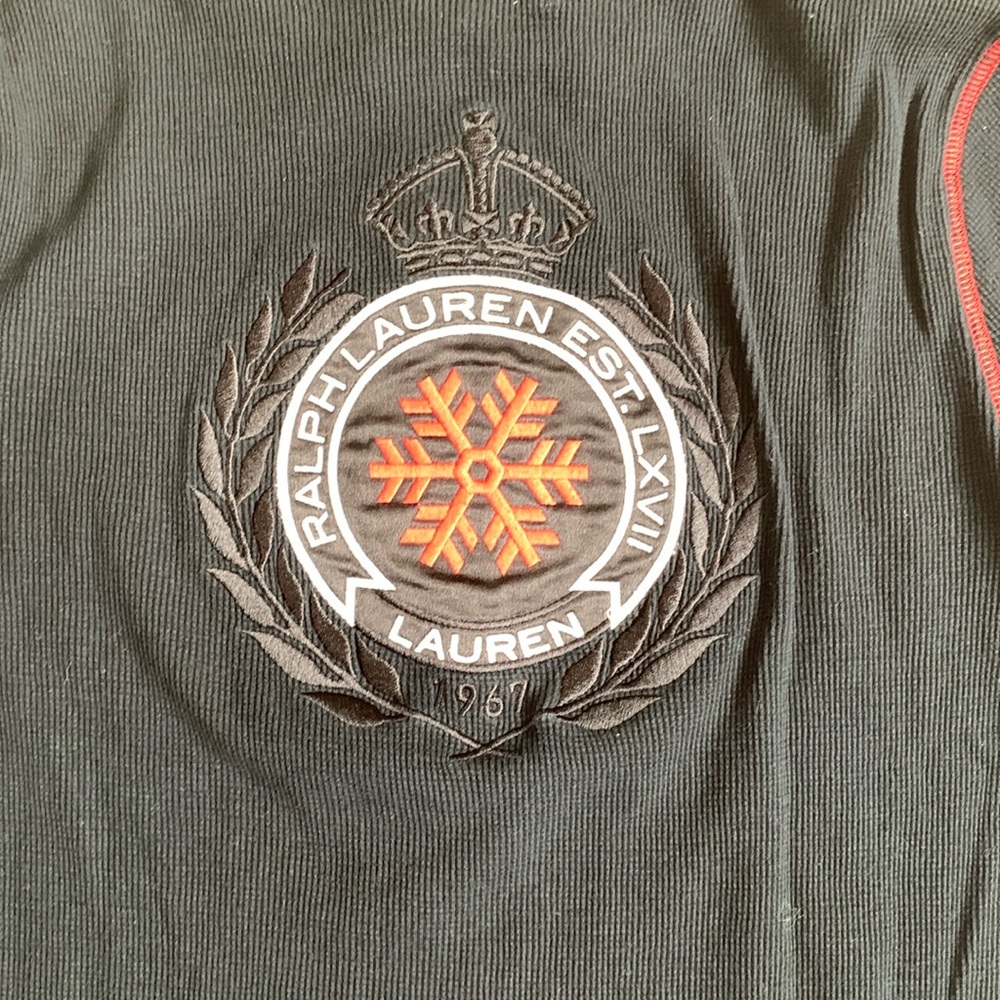 Lauren Ralph Lauren Black Athletic Half-Zip Top with Red Trim Size Large - Picture 6 of 11